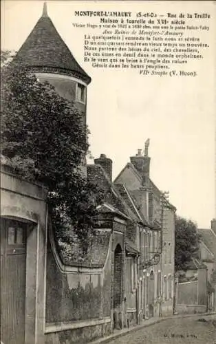 Ak Montfort l'Amaury Yvelines, Rue de la Treille, Maison à tourelle du XVI siècle