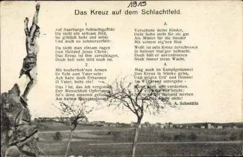 Gedicht Ak Das Kreuz auf dem Schlachtfeld, A. Schmidlin