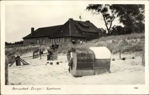 Ak Ostseebad Zingst, Kurhaus, Strandkörbe