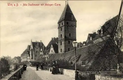 Ak Ulm an der Donau, Alte Stadtmauer, Metzgerturm