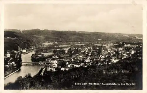 Ak Werden Essen im Ruhrgebiet, Blick vom Aussichtsturm ins Ruhrtal