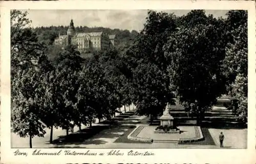 Ak Gera in Thüringen, Ehrenmal Untermhaus und Schloss Osterstein