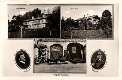 Ak Tegernsee in Oberbayern, Thoma-Haus, Thoma-Grab, Villa, Portrait