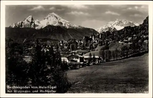 Ak Berchtesgaden in Oberbayern, Blick vom Malerhügel, Watzmann, Hochkalter