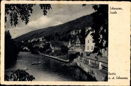 Ak Schwarza Rudolstadt in Thüringen, an der Schwarza, Paddelboot