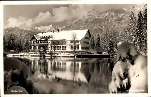 Ak Grainau in Oberbayern, Badersee, Winter