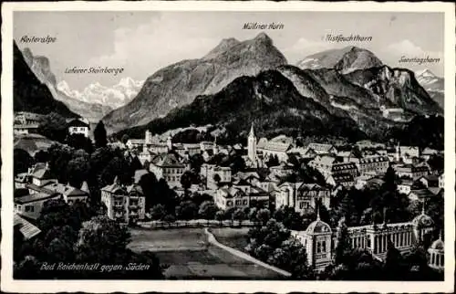 Ak Bad Reichenhall in Oberbayern, Gesamtansicht, Reiteralpe, Loferer Steinberge, Müllner Horn