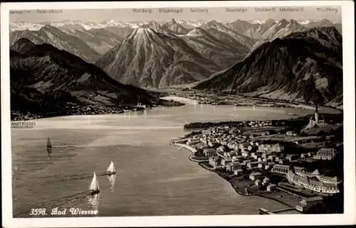 Ak Bad Wiessee in Oberbayern, Panorama, Wallberg, Risserkogel, Blauberge