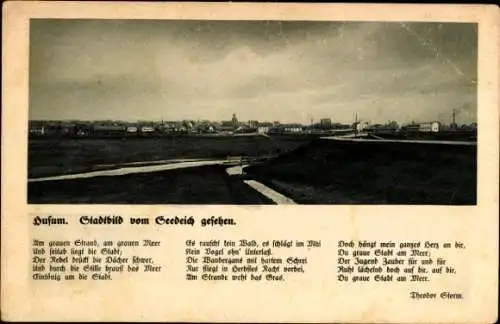 Ak Husum in Nordfriesland,  Panorama, Gedicht Theodor Storm