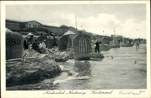 Ak Nordseebad Norderney Ostfriesland, Korbstrand