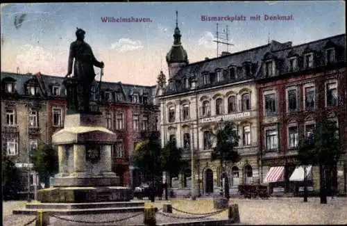 Ak Wilhelmshaven in Niedersachsen, Bismarckplatz mit Denkmal