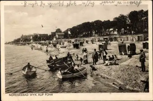 Ak Wyk auf Föhr Nordfriesland, Strand, Ruderboote