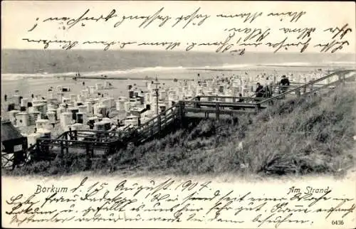 Ak Nordseebad Borkum in Ostfriesland, Strand, Treppe