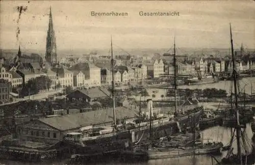 Ak Bremerhaven, Gesamtansicht, Boote