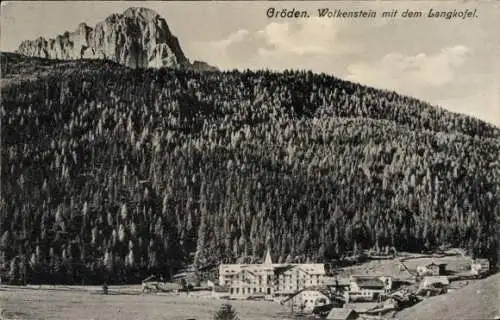 Ak Wolkenstein in Gröden Selva di Valgardena Südtirol, Panorama, Langkofel