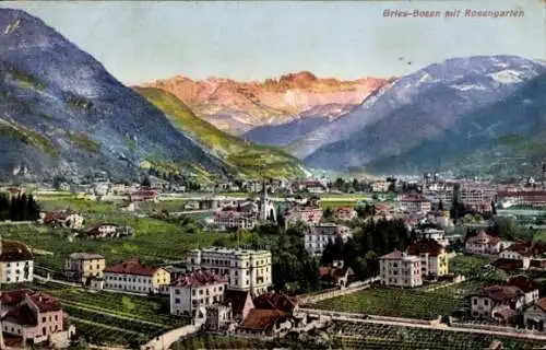 Ak Gries Bozen Bolzano Südtirol, Gesamtansicht, Rosengarten