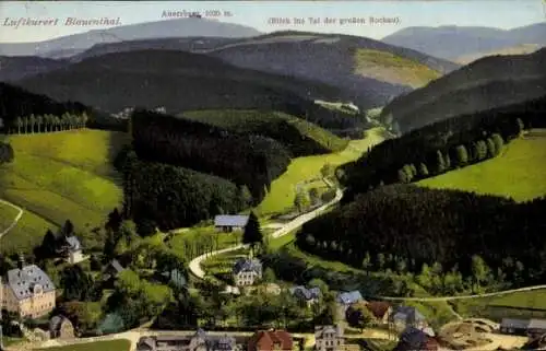 Ak Blauenthal Eibenstock im Erzgebirge, Panorama, Auersberg, Tal der großen Bockau