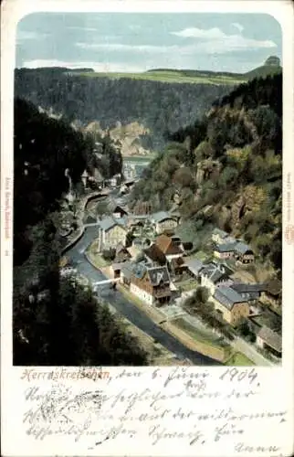 Ak Hřensko Herrnskretschen Elbe Region Aussig, Panorama