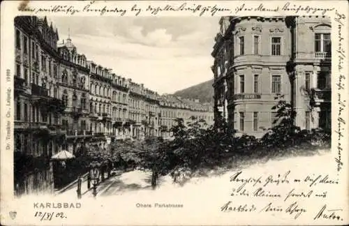 Ak Karlovy Vary Karlsbad Stadt, Obere Parkstraße