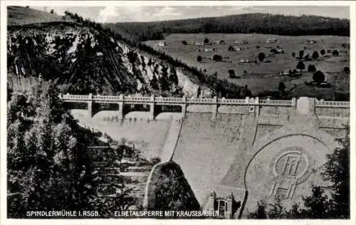 Ak Spindleruv Mlýn Spindlermühle Riesengebirge Region Königgrätz, Elbetalsperre, Krausebauden