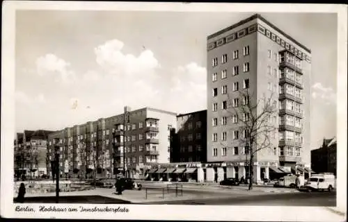 Ak Berlin Schöneberg, Hochhaus am Innsbruckerplatz, Straßenpartie