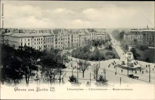 Ak Berlin Tiergarten, Lützowplatz, Lützowstraße, Maassenstraße, Brunnen