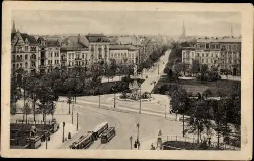 Ak Berlin Tiergarten, Lützowplatz, Brunnen, Straßenbahnen