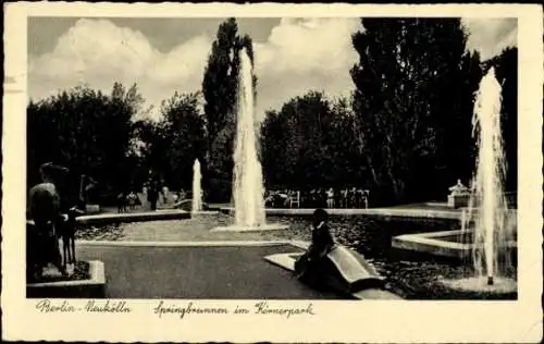 Ak Berlin Neukölln, Springbrunnen im Körnerpark