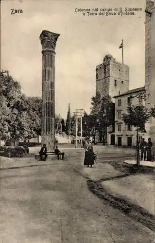 Ak Zadar Zara Kroatien, Straßenpartie, Säule