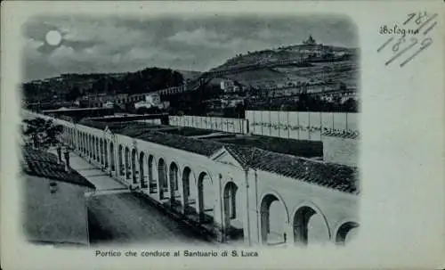 Mondschein Ak Bologna Emilia Romagna, Portico che conduce al Santuario di S. Luca