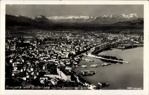 Ak Bregenz am Bodensee Vorarlberg, Gesamtansicht mit Säntisgruppe