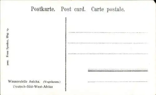 Ak Vogelkranz Anicha Nigeria, Wasserstelle, Deutsche Süd West Afrika, Kuhhirte