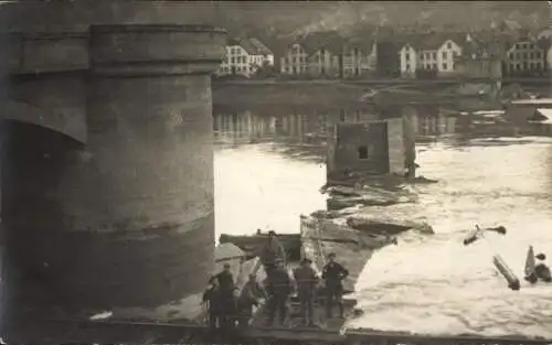 Foto Ak Lieser an der Mosel, Überschwemmung, 1919