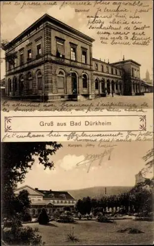 Ak Bad Dürkheim in der Pfalz, Bahnhof, Kurpark