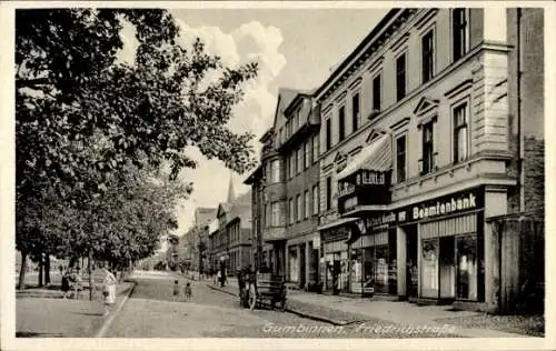 Ak Gussew Gumbinnen Ostpreußen, Friedrichstraße, Beamtenbank