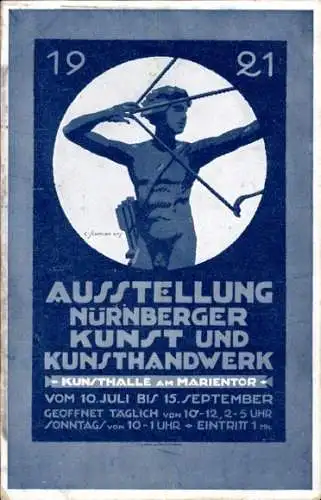 Ak Nürnberg in Mittelfranken, Ausstellung Nürnberger Kunst und Kunsthandwerk 1921