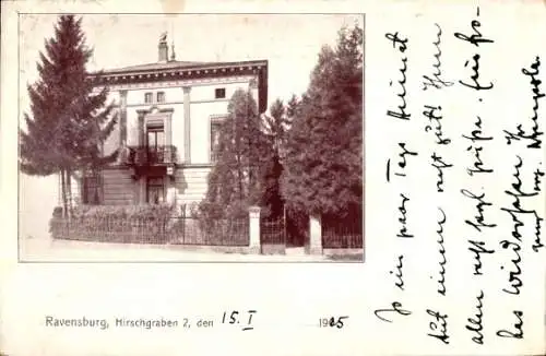 Ak Ravensburg in Württemberg Oberschwaben, Hirschraben 2, Villa