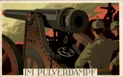 Ak Deutsche Soldaten, Maschinengewehr, Pulverdampf, Kaiserzeit