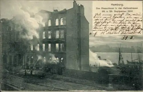 Ak Hamburg Mitte St. Pauli, Riesenfeuer, Hafenstraße, 1900