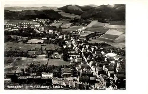 Ak Sobięcin Hermsdorf Wałbrzych Waldenburg Schlesien, Fliegeraufnahme