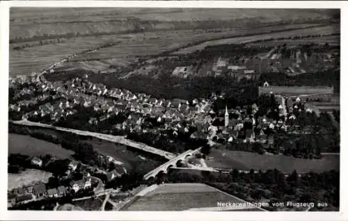 Ak Neckarweihingen Ludwigsburg in Württemberg, Flugzeugaufnahme