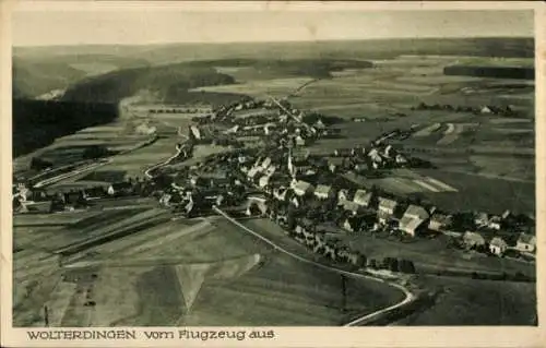 Ak Wolterdingen in Baden Donaueschingen Schwarzwald, Fliegeraufnahme