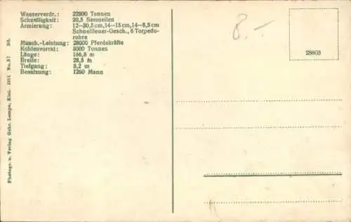 Ak SMS Thüringen, Linienschiff, Kaiserliche Marine