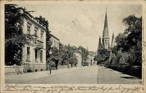 Ak Oldenburg im Großherzogtum Oldenburg, Gartenstraße, Kirche