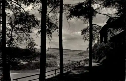 Ak Lauter Bernsbach im Erzgebirge Sachsen, Lumbachhöhe, Sportstadion, Gaststätte Otto Auerswald