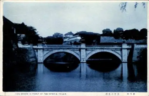 Ak Tokyo Tokyo Japan, Nijūbashi-Brücke, Kaiserpalast