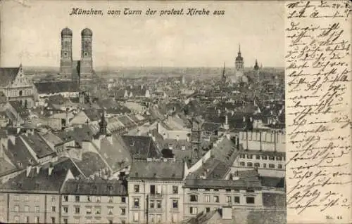 Ak München, Blick vom Turm der protestantischen Kirche