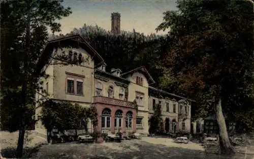 Ak Rochlitz an der Mulde, Rochlitzer Berg, Friedrich August Turm, Hotel Pension