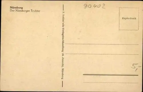 Künstler Ak Nürnberg, Nürnberger Trichter, Teilansicht, Wappen