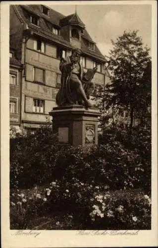 Ak Nürnberg in Mittelfranken, Hans Sachs Denkmal